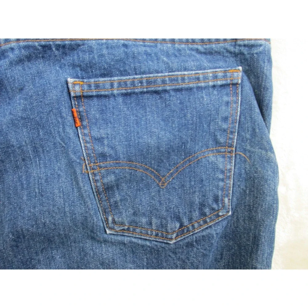 VINTAGE Levi's 505 Pants Mens 42 Blue Denim Jeans Straight Leg HEMMED 80s 42X25*